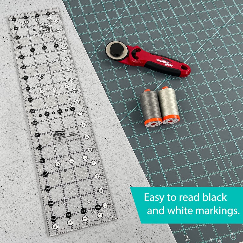 Creative Grids Quilt Ruler 4-1/2in x 18-1/2in Rectangle â€“ CGR418 â€“ Made in USA, Non-Slip Grip Acrylic Quilting, Sewing, Crafting, Patchwork Ruler for Measuring & Cutting Fabric - Image 2